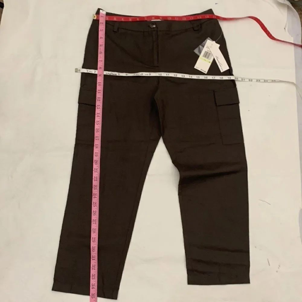 Kenneth Cole Size 4 Earth Brown Urban Edge Side Pockets Button Front Capri Pant - Picture 8 of 9